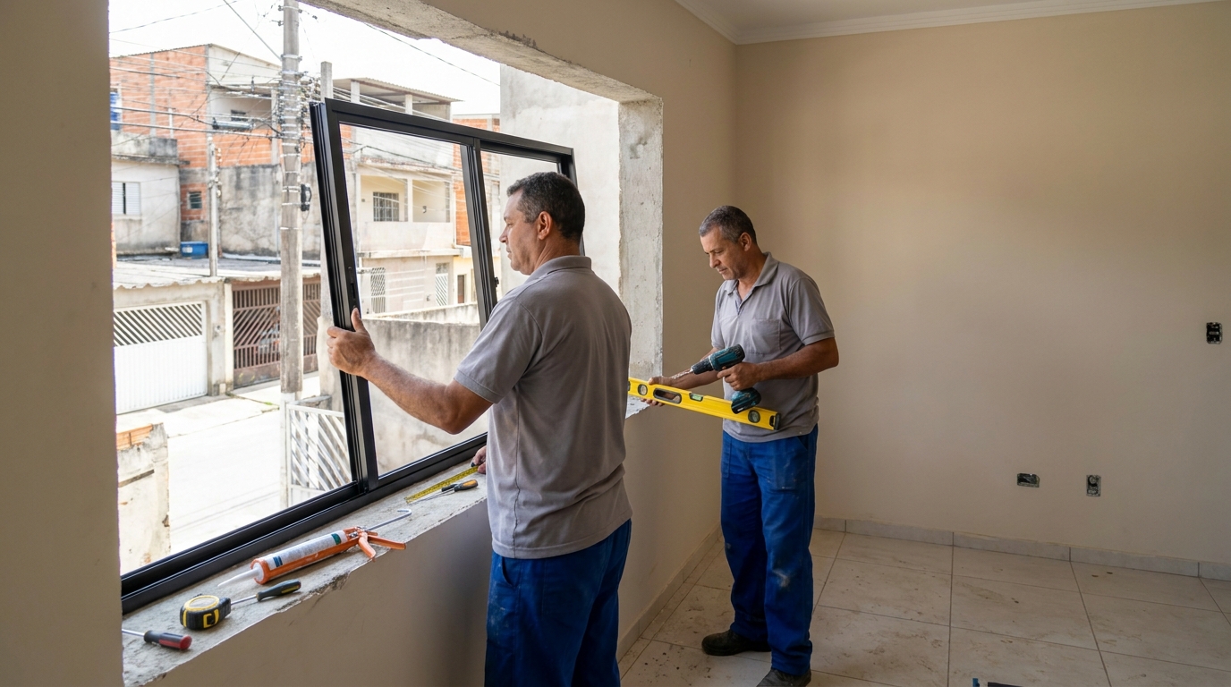 Esquadria de alumínio com vista para rua em Contagem-MG
